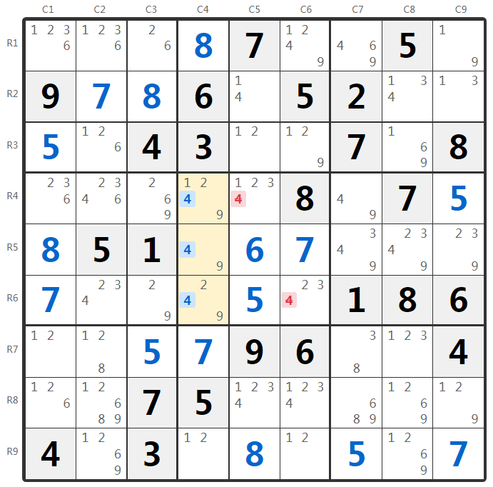 Ejemplo de Claiming en Sudoku