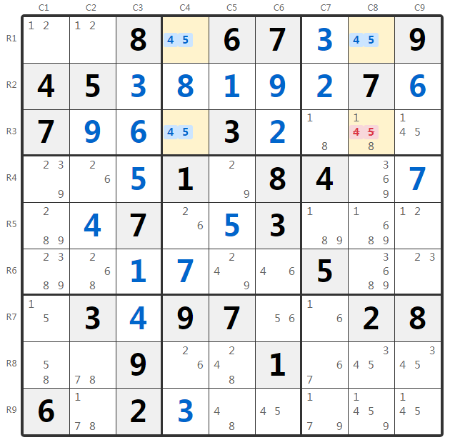 Ejemplo de Unique Rectangle Tipo 1
