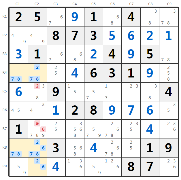 Ejemplo de Unique Rectangle Tipo 3